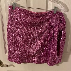 Show Me Your MuMu Pink Sequin Wrap Skirt